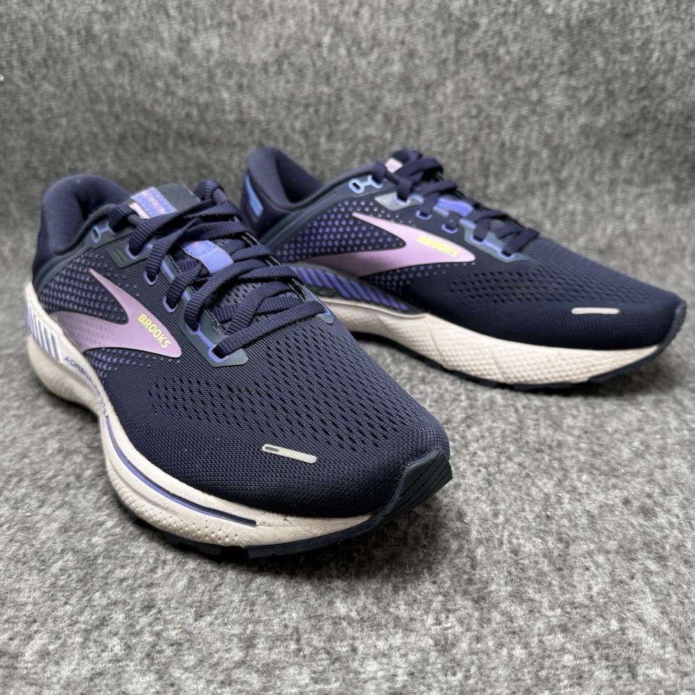 Brooks Adrenaline GTS 22 Womens Running Shoes Navy Purple Wide Width US Size 8.5